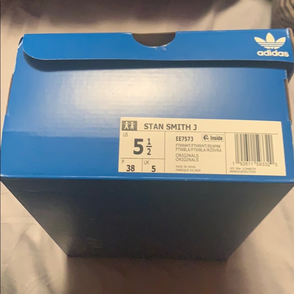 White and pink Adidas Stan smiths